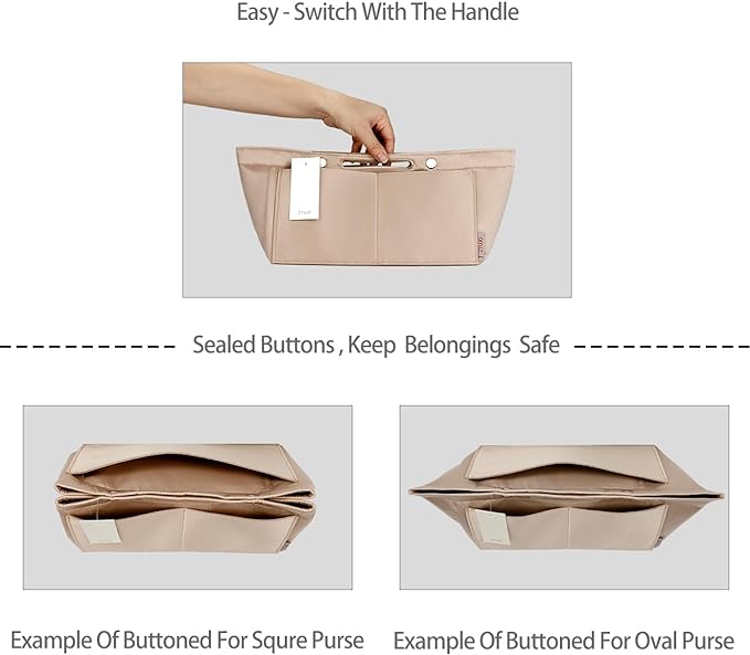 ZTUJO Purse Organizer Insert For Handbag & Tote Shaper,Tote Bag Organizer Insert For Speedy Neverful, 6 Sizes(Medium, Silky Beige)