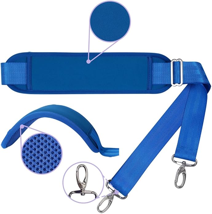 60 Inch Shoulder Strap with Removable Ultra-Thick Pad，Adjustable Buckles and Metal Hooks