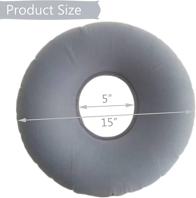 2 Pack Donut Pillow, Donut Cushion Seat, Inflatable Ring Cushion with A Pump, Hemorrhoid Seat Pillow, Round Wheelchairs Seat Cushion for for Home, Car or Office (15" Blue & Gray)