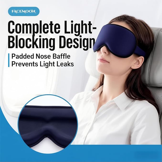 3D Cooling Gel 6oz Weighted Eye Mask for Sleeping & Screen Fatigue Relief, Ice Cold Compress Sleep Mask for Migraines, Headaches & Eye Strain, 100% Blocking Contour Eye Mask for Better Rest, Blue