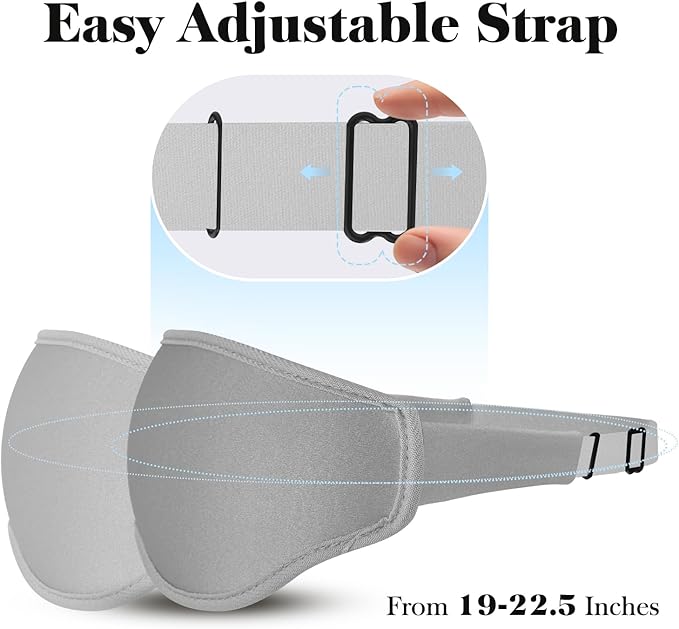 3D Eye Mask Sleep Mask for Men & Women, 100% Pressure-Free & Light Block-Out Eye Mask for Sleep with Easy Adjustable Strap, Night Eye Cover for Travel, Grey