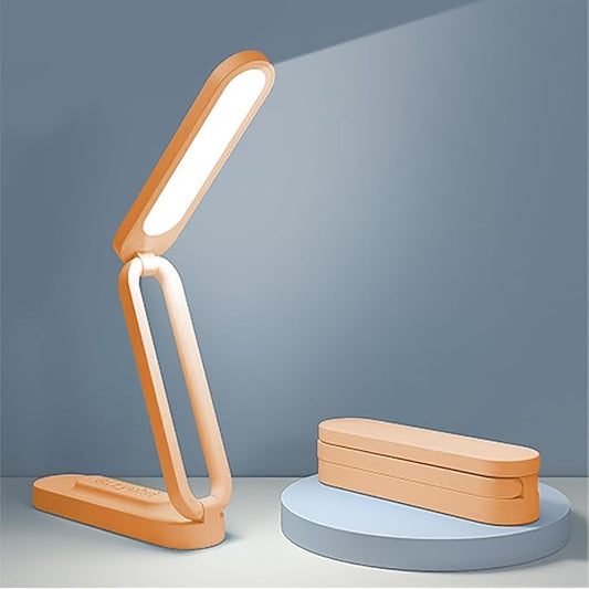 Giryuhd LED Desk Lamp for Office Home & Battery Operated Lamp Rechargeable Lamp Foldable & Portable Light, LED Desk Light Strip, 3 Brightness Dimmable Small Desk Lamp Reading Lamp (Orange)