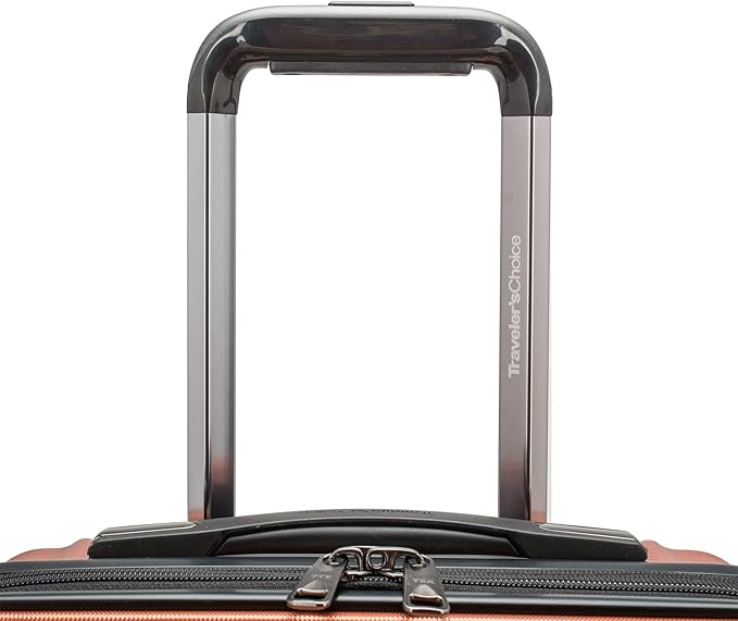 Traveler's Choice Archer Polycarbonate Hardside Spinner Luggage Set,Tie Down Straps, Orange, Checked 29-Inch