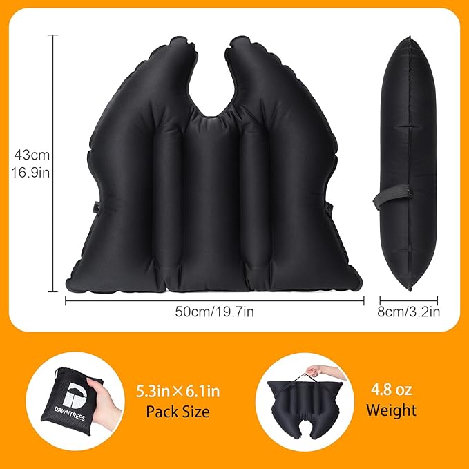 2 Pack Inflatable Seat Cushion, Lightweight, Waterproof, Suitable for Office/Home Chair Pad and Lumbar Pillow Support,Portable Air Seat Cushion for Travel,Car,Outdoor Stadium and Camping,Black