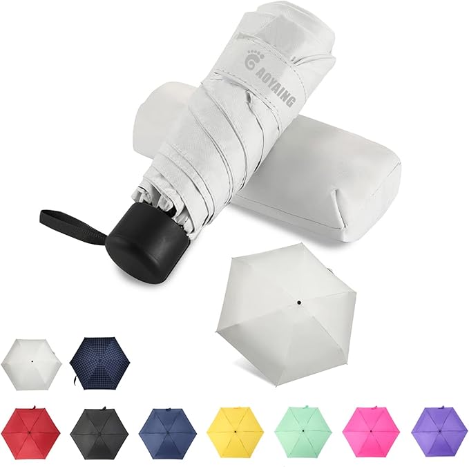 GAOYAING Small Mini Umbrella with Case Light Compact Design Perfect for Travel Lightweight Portable Parasol Outdoor Sun&Rain Umbrellas 34 Inches