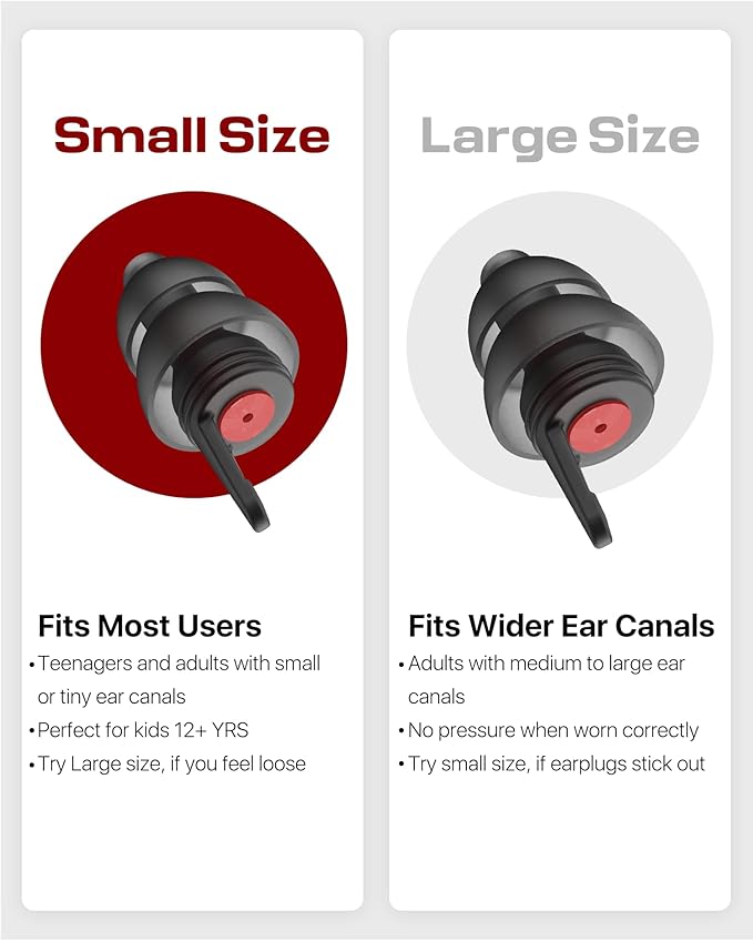 Motorcycle Ear Plugs 2Pairs, Wind Noise Reduction & Prevent Hearing Damage, Comfort Reusable Earplugs for Motorsports, Touring, Racing, Riding, 2 Sizes Fit All Ear-Canal, 25dB Noise-Reduction Earbuds