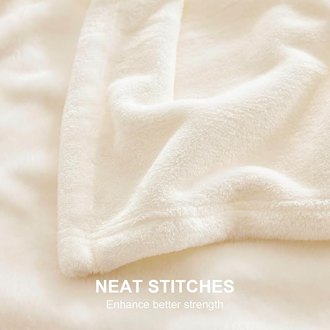 Hansleep Fleece Beige Throw XL Blanket, Super Soft Flannel Fuzzy Plush Cozy Blanket for All Seasons, Beige, Throw XL 50x70 Inches