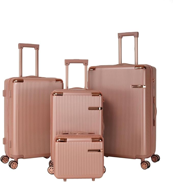 Lispin 4-piece hard luggage, 360 ° dual rotating four-wheel, password lock,portable lightweight universal wheel luggage (4-piece hard + ABS)