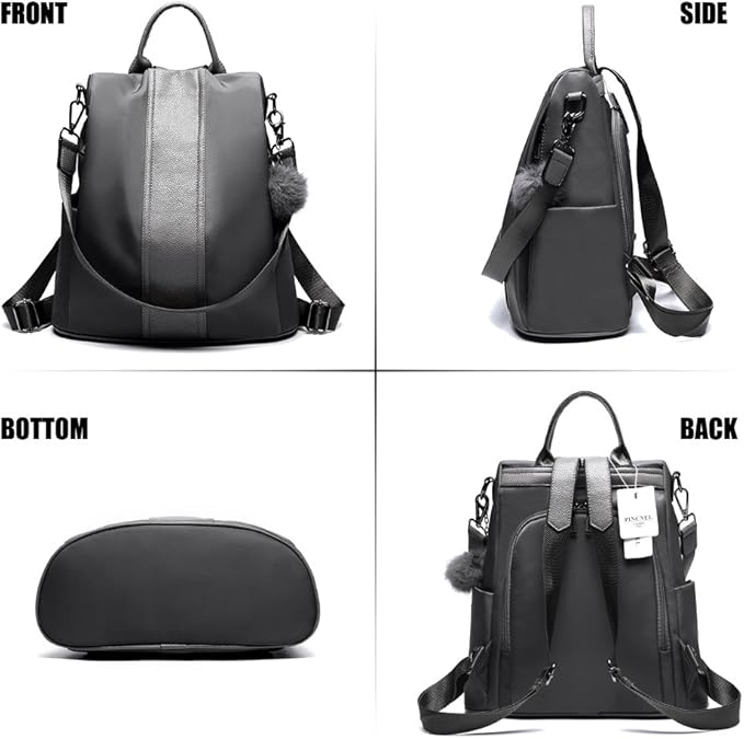 PINCNEL Women Backpack Purse Waterproof Nylon Anti-theft Rucksack Lightweight Shoulder Bag