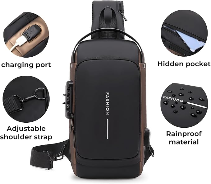 Rcrirth Sling Bag for Men | Anti-theft Crossbody Bag - Crossbody Shoulder Chest Bag for Daily use