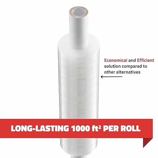 Stretch Wrap with Handle Industrial Strength 4 Pack 11" x 1000 Ft 60 Gauge Thick Shrink Wrap Roll for Moving Supplies, Furniture, Pallets, Plastic Wrap for Packing, Heavy Duty Stretch Film