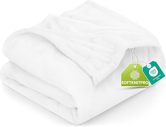 Utopia Bedding Fleece Blanket Queen Size White (90x90 Inches) Ultra Soft Warm Lightweight Microfiber Breathable Anti-Static Cozy Winter Bed Blanket, All-Season Home Decor Gift for Men & Women