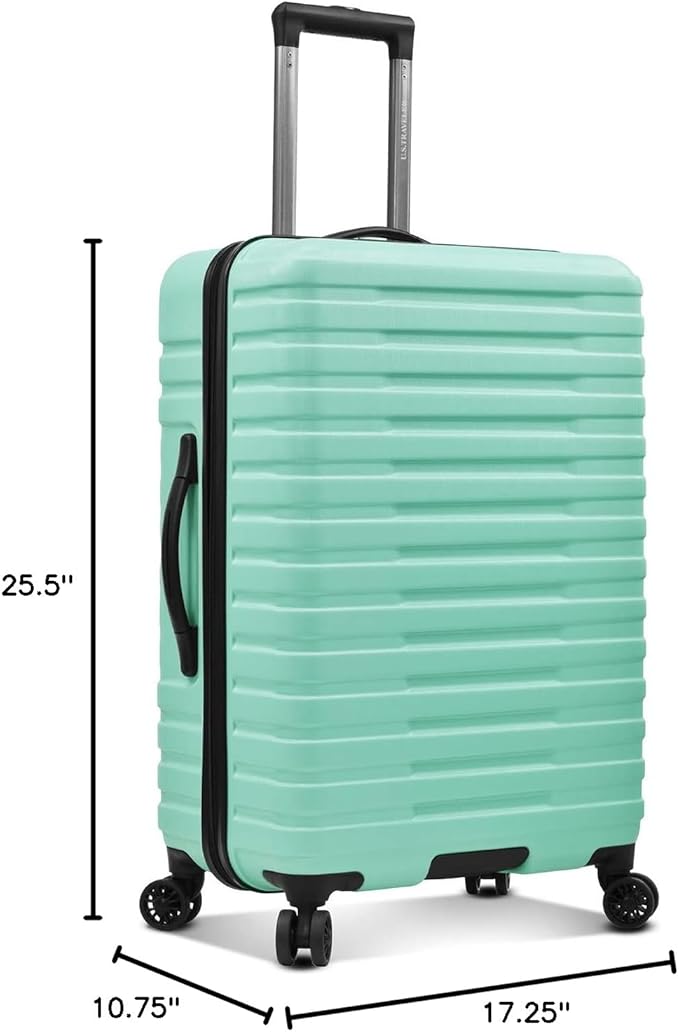 U.S. Traveler Boren Expandable Hardside Rugged Travel Luggage with 8 Spinner Wheels, Mint, Checked-Medium 26-Inch