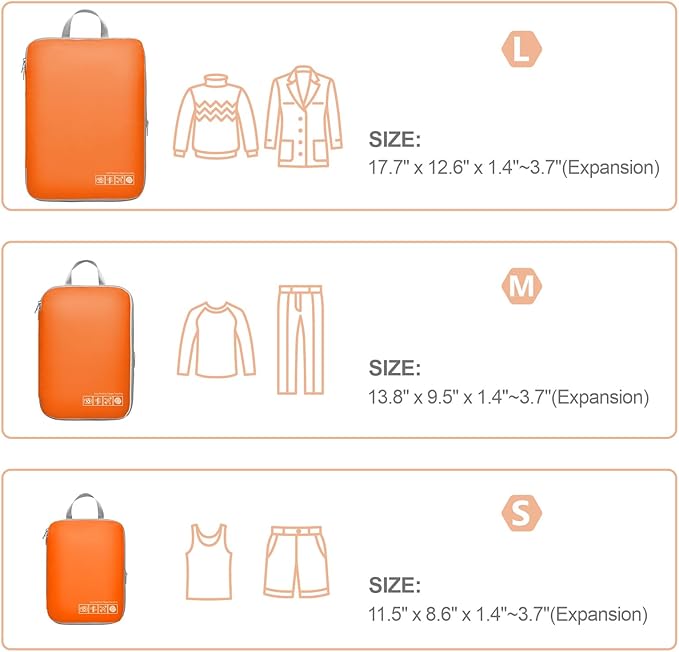 Cambond Compression Packing Cubes for Travel - Lightweight Expandable Travel Bags Luggage Organizers Travel Essentials Compression Cubes for Travel Space Saver for Carry on Suitcases Organizer