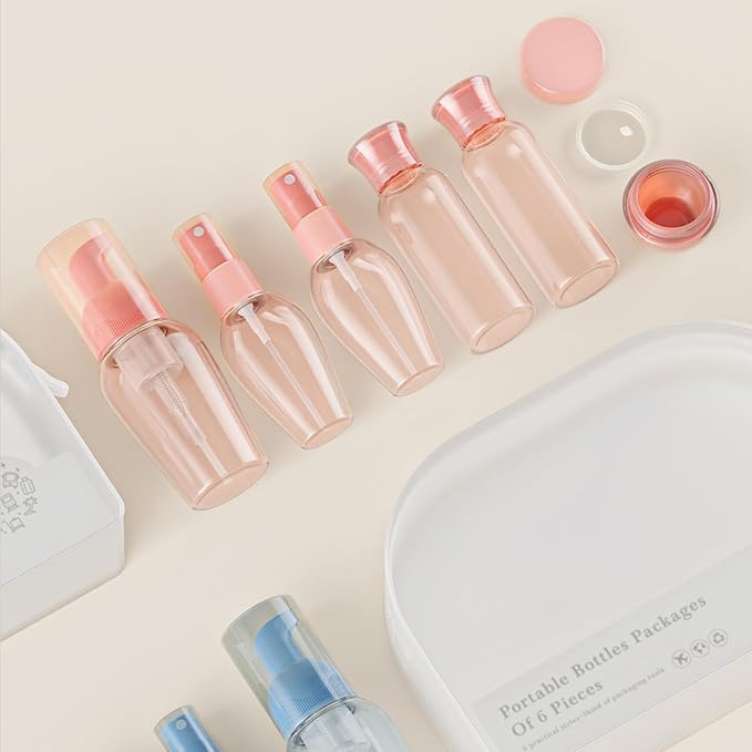 Travel Bottles Set - TSA Approved Leak Proof Squeezable Containers for Toiletries, Conditioner, Shampoo, Lotion & Body Wash Accessories (Upgraded-pink)