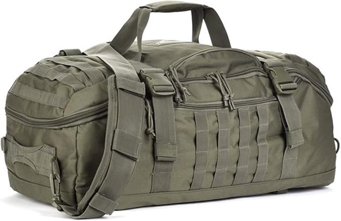 Travel Duffle Bag Backpack for Men - Large Tactical Bags Weekender Gym Bag for Overnight Traveling Military Workout Deployment Sports (Green, 45L)