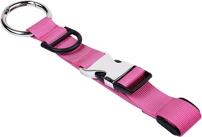 Wisdompro Jacket Gripper Strap, Add a Bag Luggage Straps Baggage Suitcase Belts Travel Accessories with Hook and D-Ring - Make Your Hands Free, Easy to Carry Your Extra Bags - Hot Pink