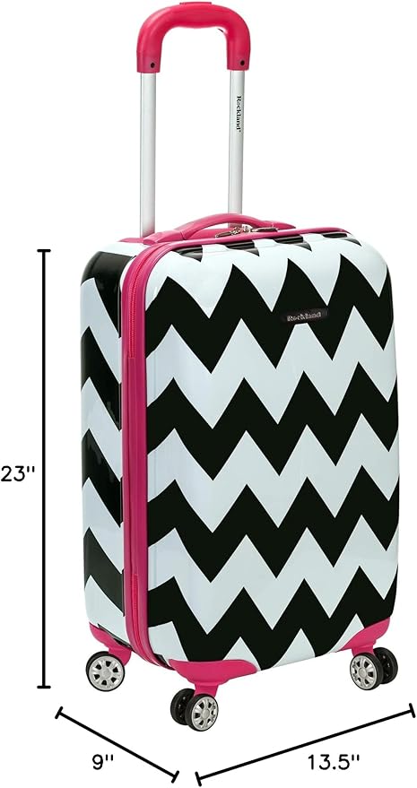 Rockland Safari Hardside Spinner Wheel Luggage, Pink Chevron, Carry-On 20-Inch