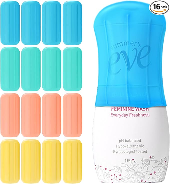 16 Pack Silicone Bottle Covers,Elastic Sleeves for Leak Proofing,Travels Essentials for Women Men,Reusable Accessories Luggage for Travel Size Toiletries,Cruise Ship Essentials, Travel Must Haves