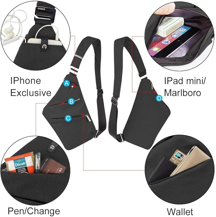 OSOCE Anti Theft Sling Bag for Men Women RFID Crossbody Bag Lightweight Travel Shoulder Chest Pack Fits iPad Daypack