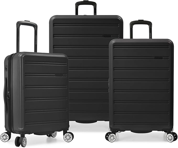 Travel Select Snowcreek Hardside Expandable Spinner Luggage Set w/USB Port, Black, 3-Piece
