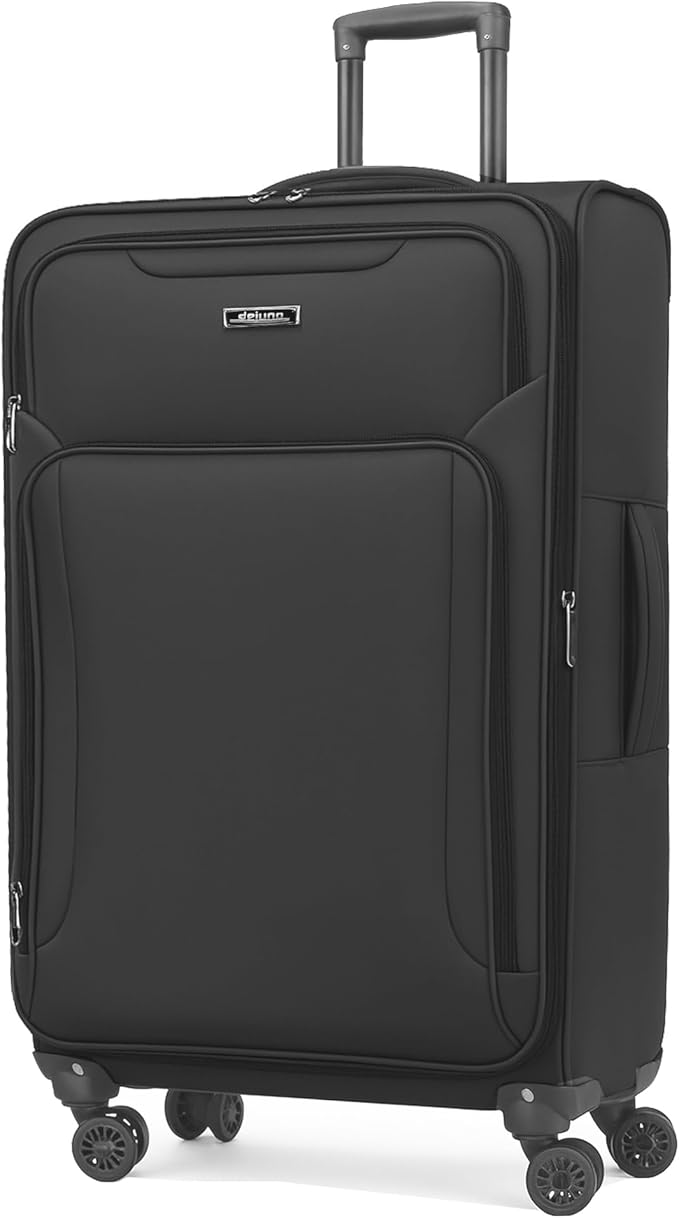 World Traveler Dejuno Jasper 24-Inch Lightweight Expandable Spinner Luggage - Black