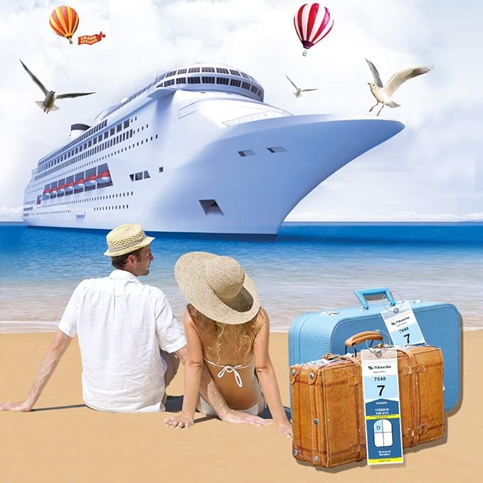Cruise Luggage Tags for Suitcases, Cruise Essential Holders, 12 Pack Luggage Tag Holders 2025 & 2026 for NCL, Princess, Carnival, Royal Caribbean - Cruise Essentials