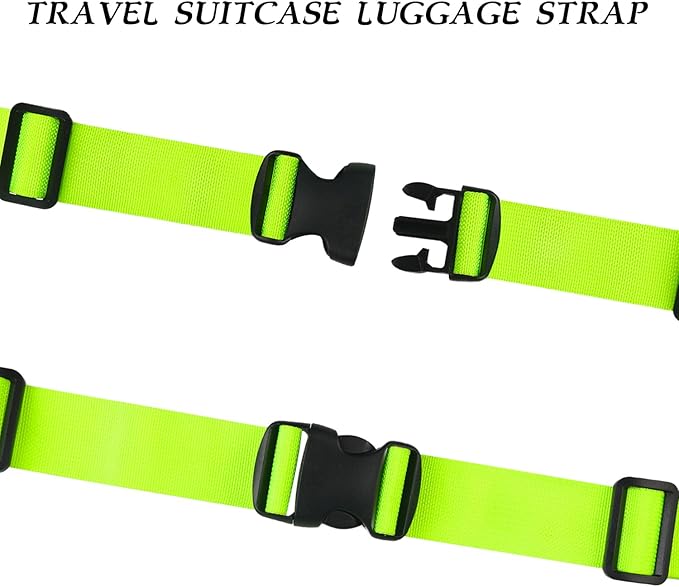 MAGARROW 2" Utility Luggage Straps with Buckle Adjustable, 4-Pack (Neon Green, 2 in x 3.2 ft)