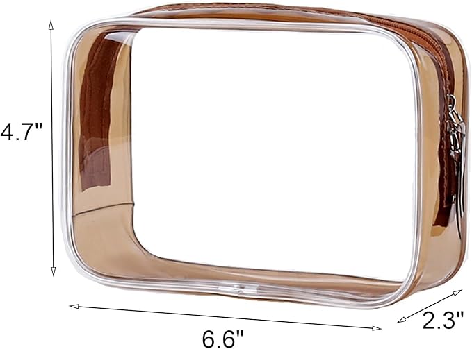 Buminee Clear Pouch Small, Makeup Bag, TSA Approved Toiletry Bag, Clear Travel Bags for Toiletries, Cosmetic Bag for Women and Men Small-1 Pack Coffee