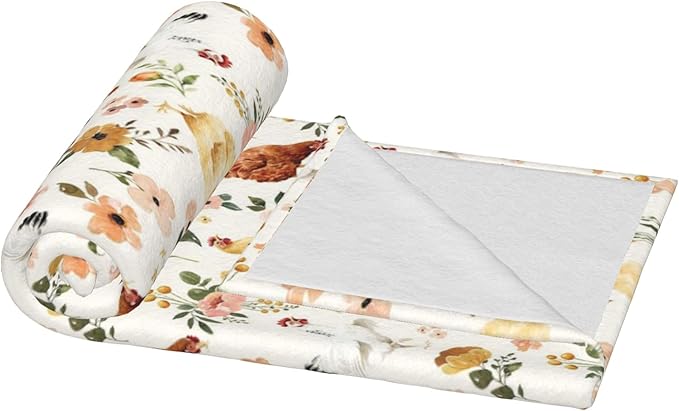 Cute Chicken Print Blanket Gifts for Kids Girls Boys Adults Animals Lovers, Flanne Throw Blanket, Soft Cozy, Warmth, Fluffy Fuzzy Blankets for Couch, Travel, Living Room, Decor (Chicken, 50"x40")