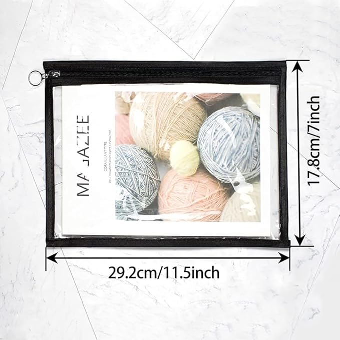 Clear Zipper Pouches, 4 PCS Plastic Organizer Bags PVC Waterproof Envelopes Clear Pouch Bags Zipper Bags Multi-Purpose Makeup Bag for Cosmetics Document FileTravel Office Home Organize 11.5" x 7"
