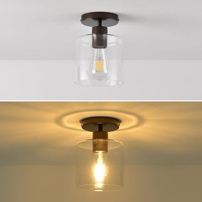 Oil Rubbed Bronze Semi Flush Mount Ceiling Light,Modern Farmhouse Ceiling Light Fixture for Closet Hallway Entryway,Hallway Light Fixture,Hanging Light Fixture 2 Pack