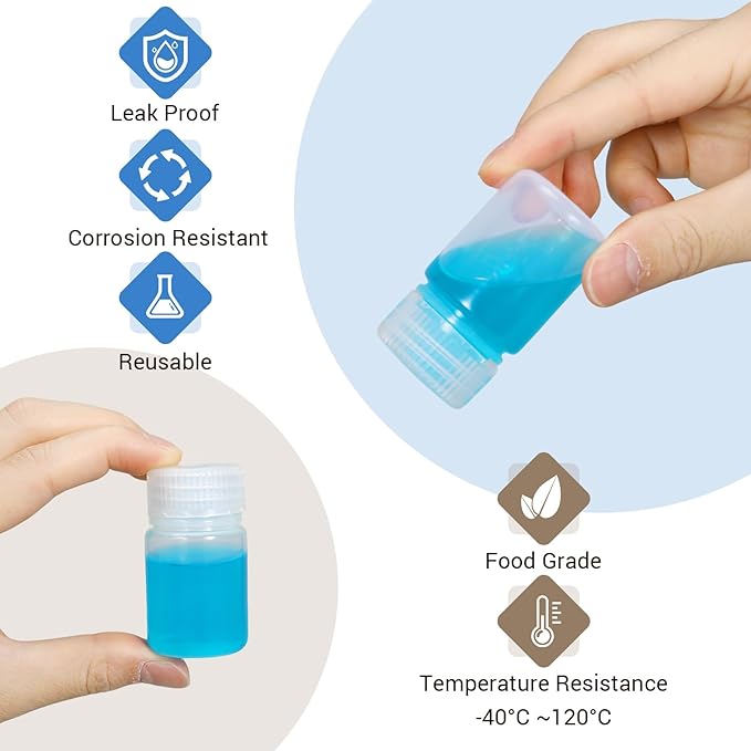 Small Pill Bottle, Empty Medicine Bottles with Screw Caps for Pills Capsules Vitamins, Food Grade Plastic Medicine Containers with Labels for Travel (Translucent&Brown, 1oz/30ml, 8 Pcs)