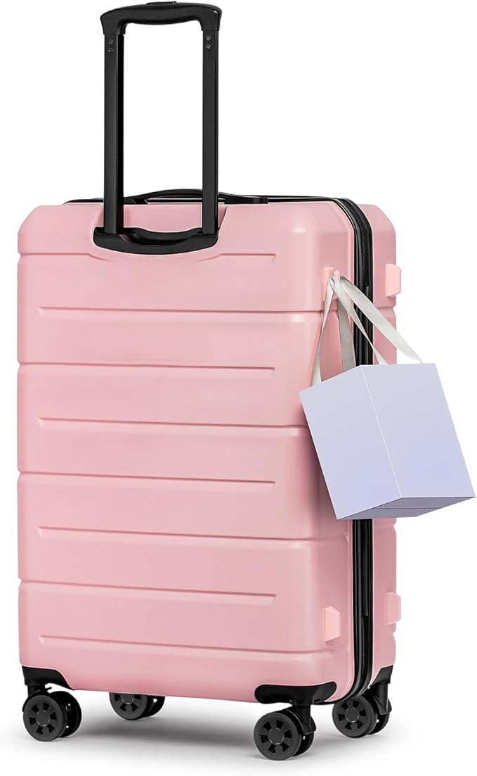 KYME 24 Inch Luggage TSA Approved Hardshell Suitcases with Spinner Wheels Durable PC+ABS Medium Checked Travel Luggage for Women Men Lt Purple