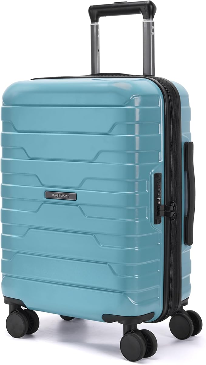 BAGSMART Carry On Luggage 22x14x9 Airline Approved with Spinner Wheels,Lightweight 20 Inch Luggage with TSA Lock,Expandable Hard Shell Carry On Suitcases for Men Women,Teal Blue