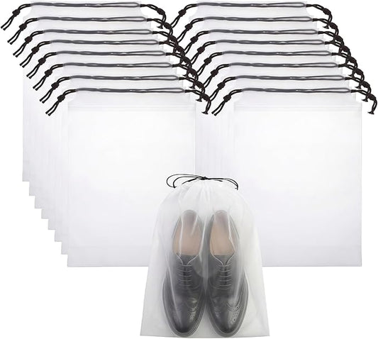 Drawstring Shoe Bags Shoe Bags for Packing, Storage Reusable Waterproof Shoe Organizers for Sneakers & Clothes, Translucent Travel Bags for Men Women (16 Pack)