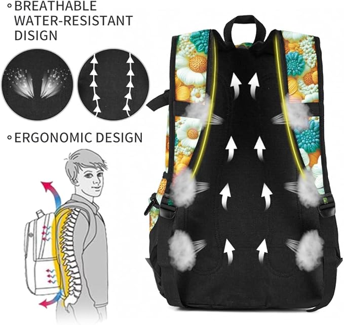 rickyh style School Backpack Travel Bag for Men & Women Lightweight College Back Pack with Laptop Compartmen