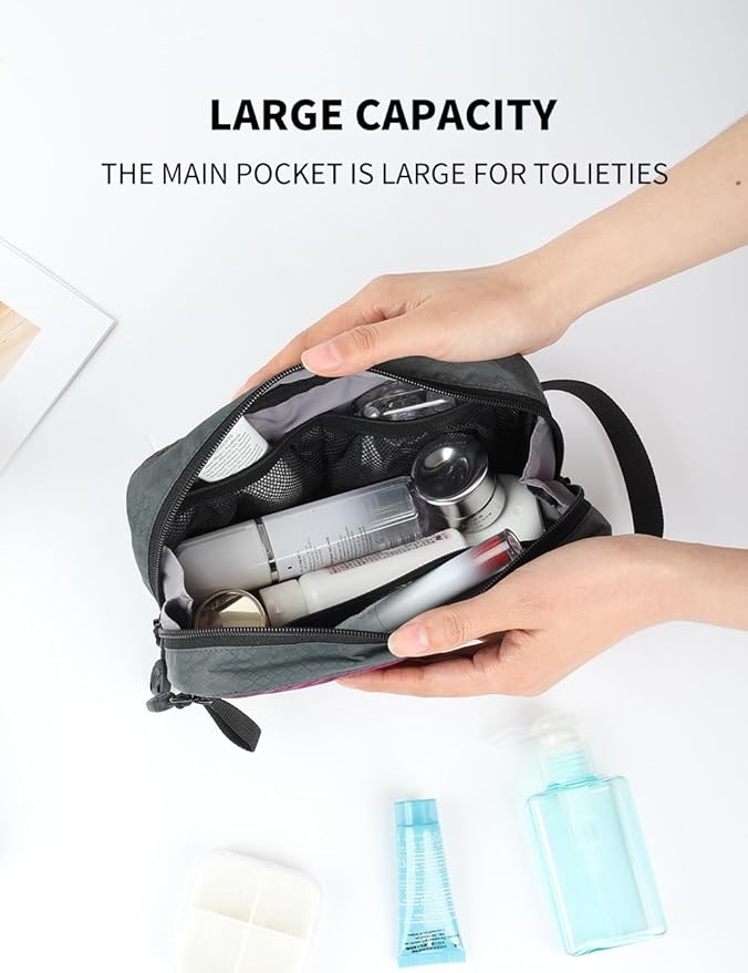 GOX Travel Small Toiletry Bag for Men Nylon Dopp Kit Medicine Bag Travel Organizer Pouch Shave Kits for Teens Toiletry Essentials Bathroom Compact Purple 7.9 * 3.7 * 2 Inches