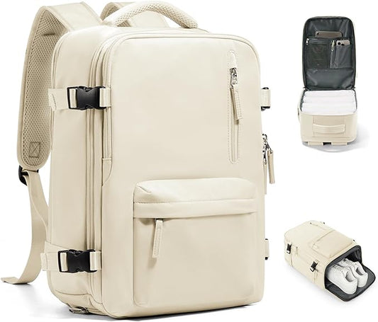 VGCUB Travel Backpack for Women Men for Spirit Airlines Personal Item Bag 18x14x8 Inches Laptop College Waterproof Carry on Flight Approved Work Backpack Mochila de Viaje,Beige