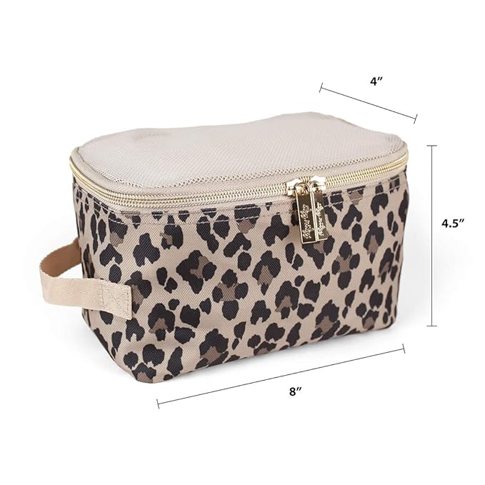 Itzy Ritzy Packing Cubes For Travel – Set of 3 Packing Cubes or Travel Organizers – Each Cube Features a Mesh Top, Double Zippers and a Fabric Handle (Leopard)