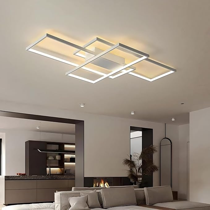 55″ 82W Modern Ceiling Light 3000-6500K Dimmable Kitchen Light Fixtures | Timer Night light Memory function Adjustable brightness color temperature Flush Mount Light Fixture remote control Bedroom