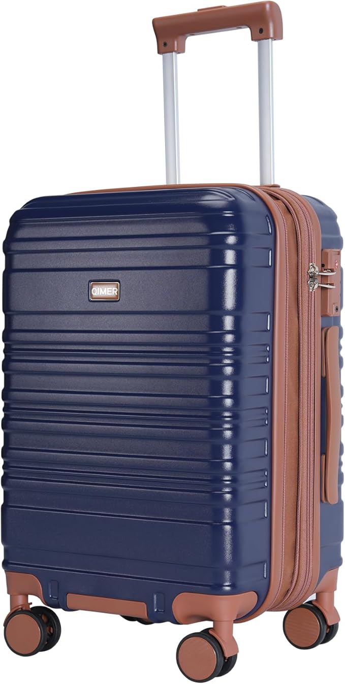 Carry on Luggage, 20Inch Expandable Luggage Airline Approved Hard Shell PC Suitcases with Wheels 22x14x9 TSA Lock Durable Zipper Lightweight Travel for Men and Women, Dark Blue