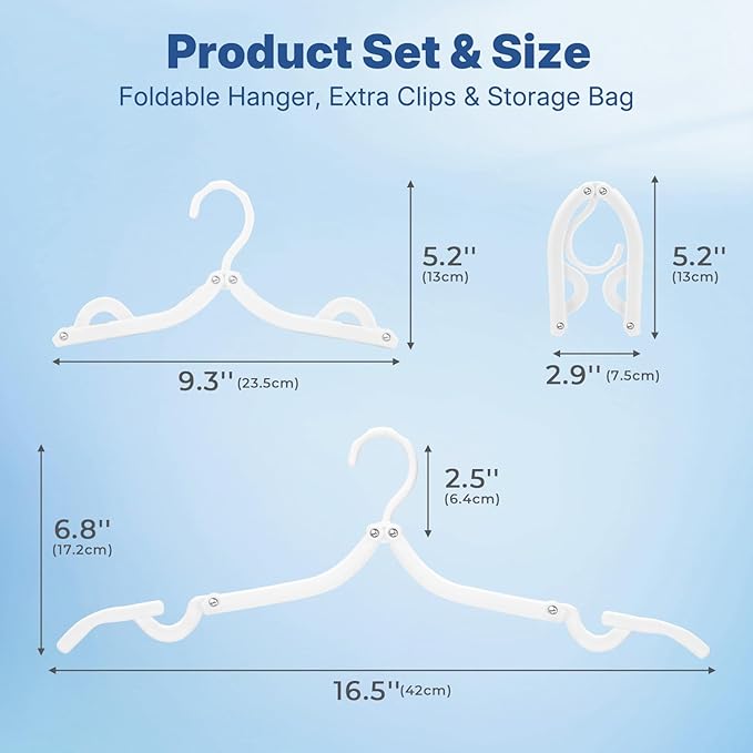 HOUSE DAY Travel Hangers, Portable Folding Hangers for Suitcase, Cruise Ship Essentials, Space Saving Clothes Hanger with Non-Slip Grooves for Vacation, Business Trip, Dorm (10 Pack White)