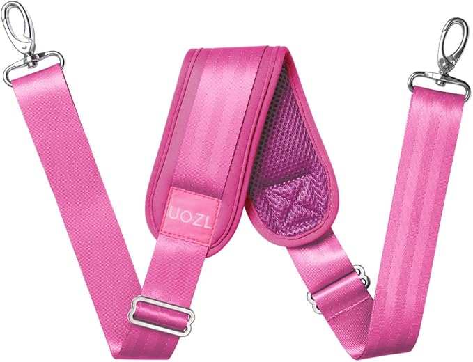 59 Inch Shoulder Straps, Soft with Ultra-Thick Fixed Shoulder Pad, Two Way Independently Adjustable Buckle Replacement Straps for Laptop Bag Messenger Bag Tool Bag Luggage,Rose Red