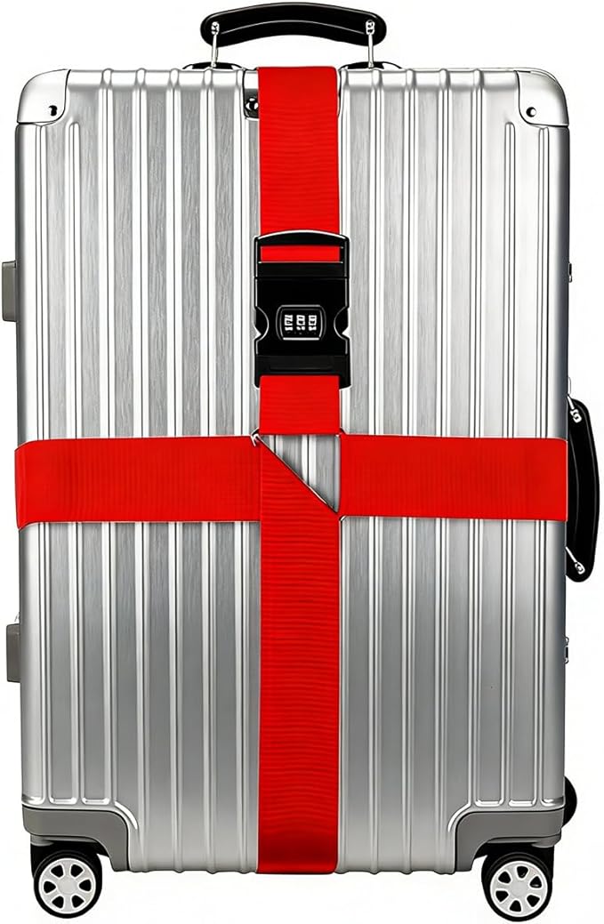 Luggage Straps with Lock Adjustable Luggage Suitcase Belt Heavy Duty Travel Bag Packing Straps for 20-28 Inch Suitcases