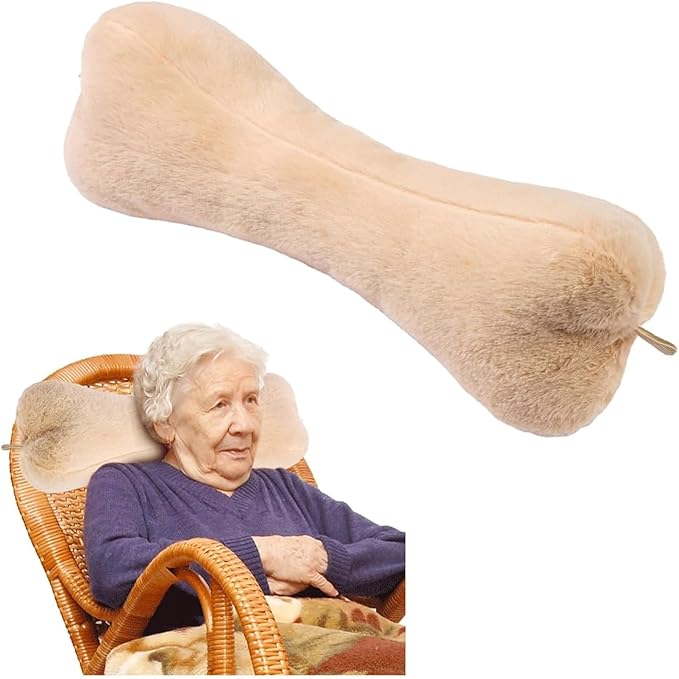 Head Recliner Pillow Adjustable Cotton Headrest Pillows for Recliner Chairs, Pain Relief Neck Support Pillow for Travel Home Sofa Armchair with Zipper Cover (Cream)
