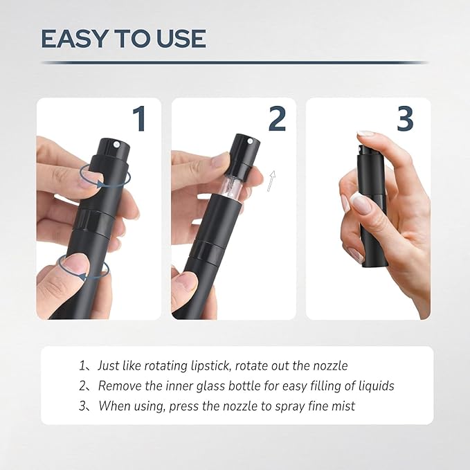 Perfume Atomizer Travel Bottle Refillable: Cologne Sprayer Portable for Men - Mini Spray Empty for Refill - 8ml Small Size