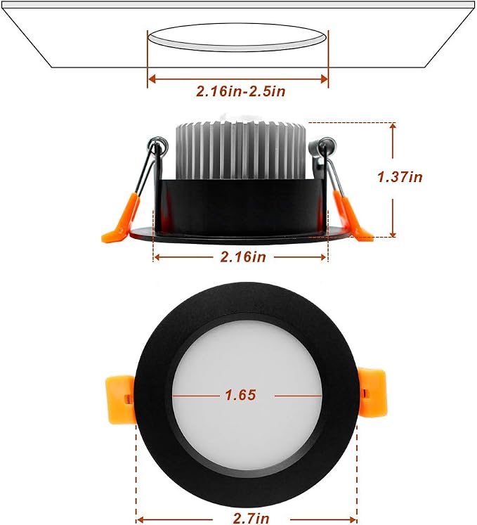 2 Inch LED Recessed Lighting, Dimmable Downlight 3W(35W Halogen Equivalent), CRI80, 2700K Ultra Warm White Ceiling Light with LED Driver(4 Pack)