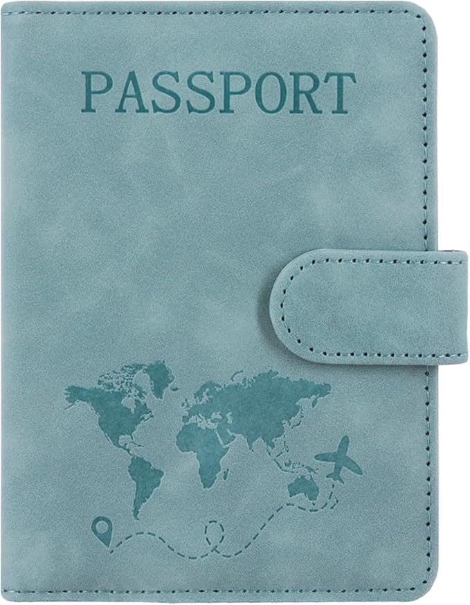 ACdream Passport Holder for Travel Essentials, Rfid Blocking Passport Wallet Cover Case for Travel Must Haves Accessories, Book Holders for Women & Men- Light Blue