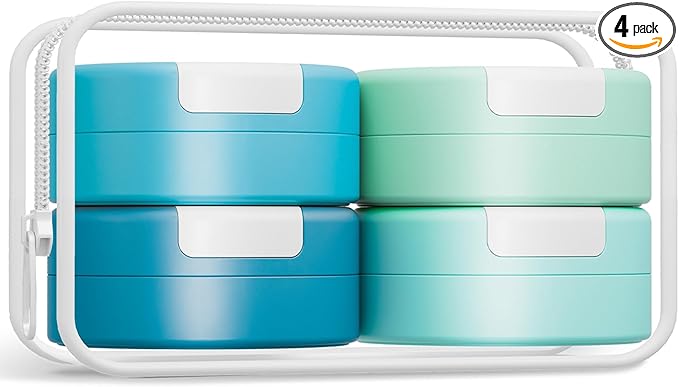 Gemice Travel Containers for Toiletries, Magnetic Travel Containers, TSA Approved Cream Jars with Toiletry Bag, Leak-proof Small 1oz Capsules Set with Multiple Labels for Organization (4 Pack)
